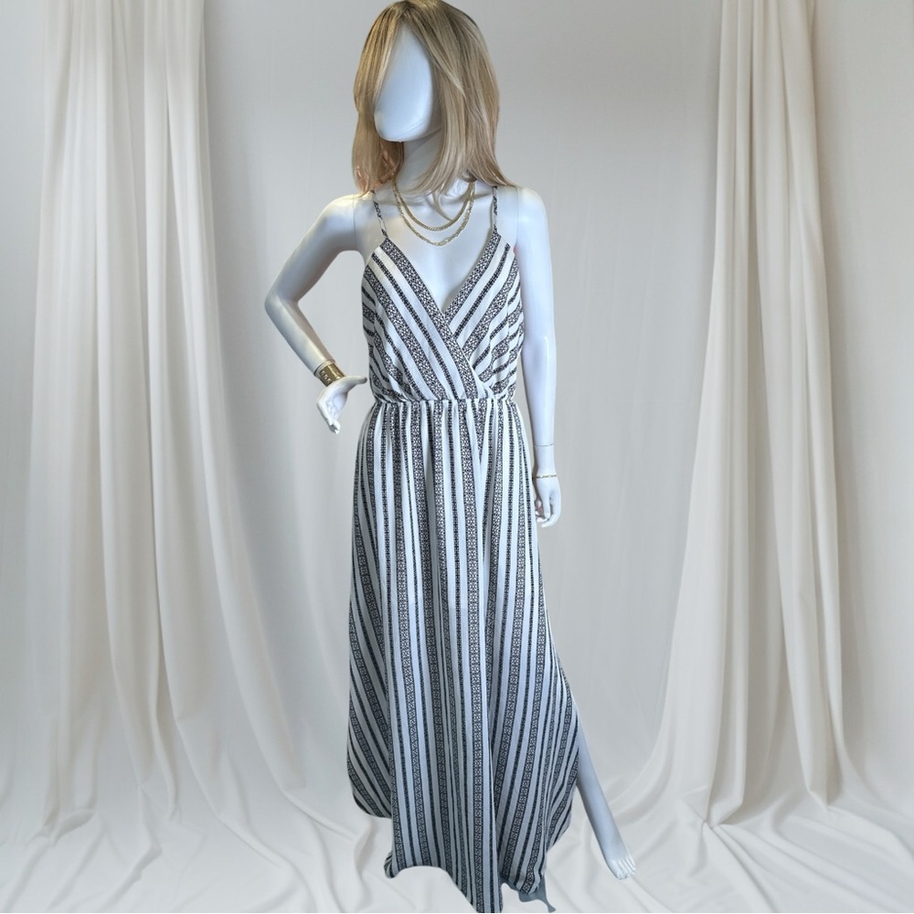 Windsor Black and White Sleeveless Wrap Maxi Dress